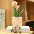 Plush Tulips Flower Pots Stuffed Toy - 35cm Pink
