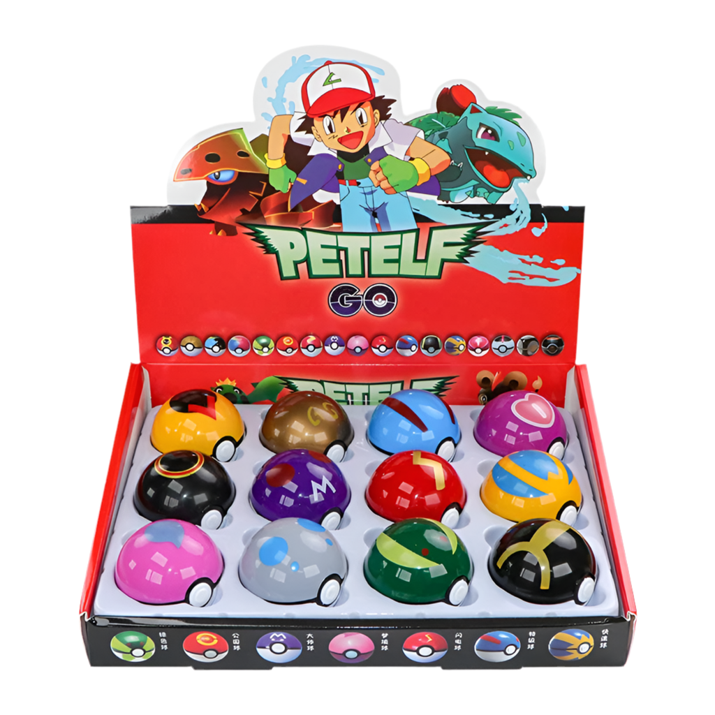 Petelf GO Poké Ball Toys – Pokémon 12 Pack with Figures | Collectible Battle Set