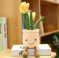 Plush Tulips Flower Pots Stuffed Toy - 35cm Yellow