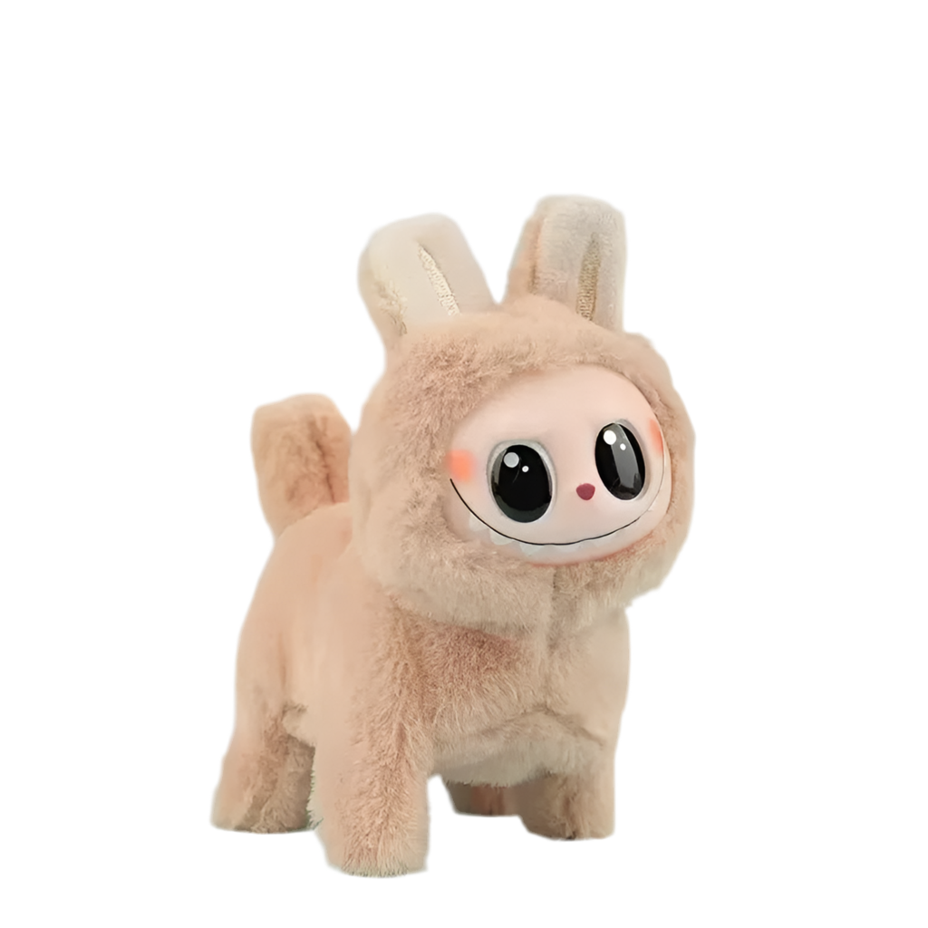Labubu Electric Dog – Singing Plush Toy with Glowing Face & Wagging Tail (16cm) Yellow 17cm
