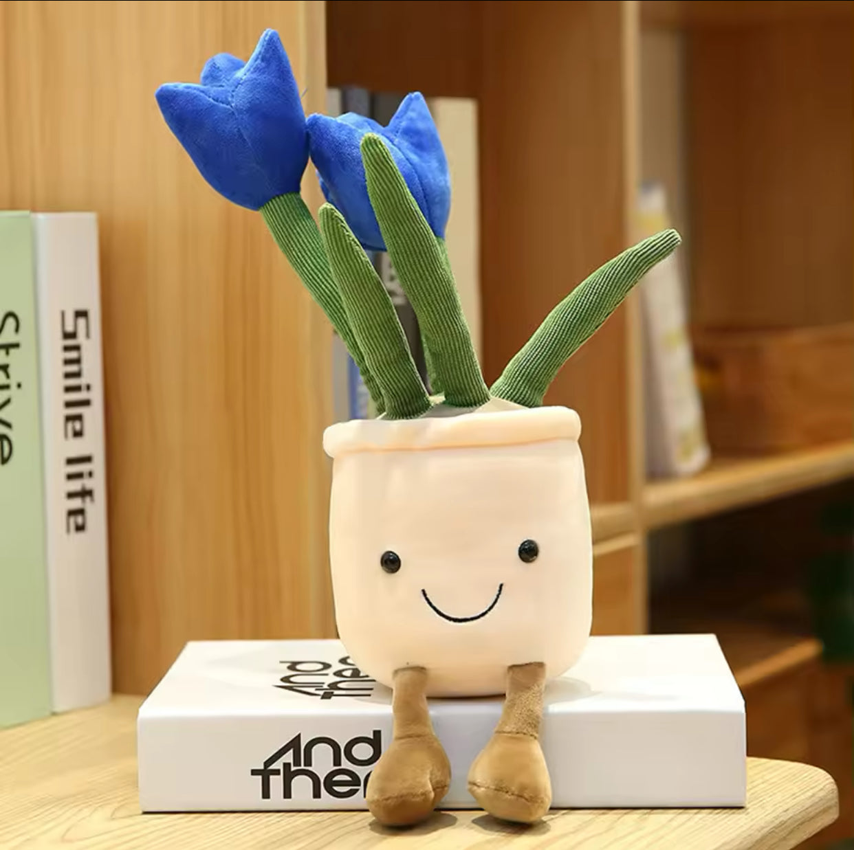 Plush Tulips Flower Pots Stuffed Toy - 35cm Blue