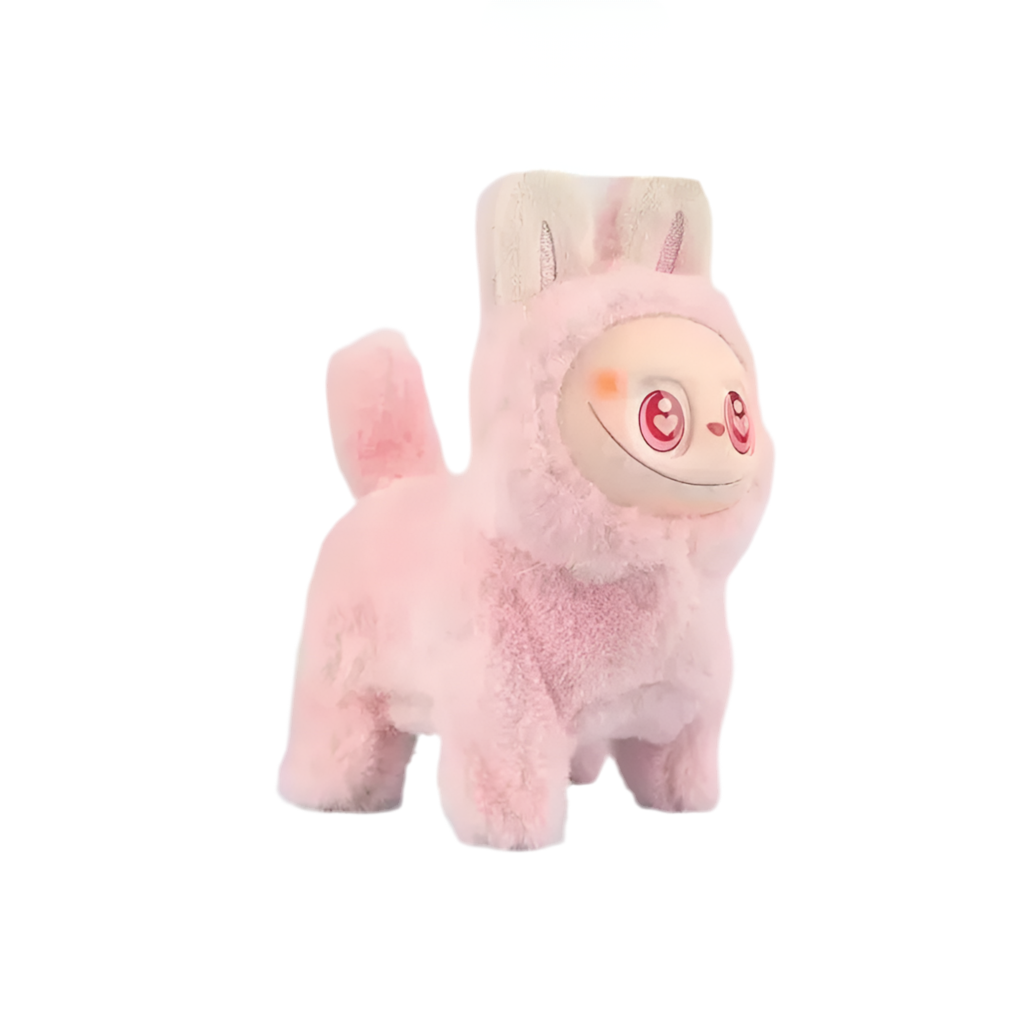 Labubu Electric Dog – Singing Plush Toy with Glowing Face & Wagging Tail (16cm) Pink 17cm