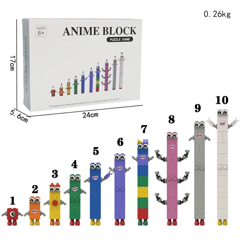 10 in 1 number block figurine Cartoon Anime Number Building Blocks Figures Dolls Toys 6 Small Square People Game Model