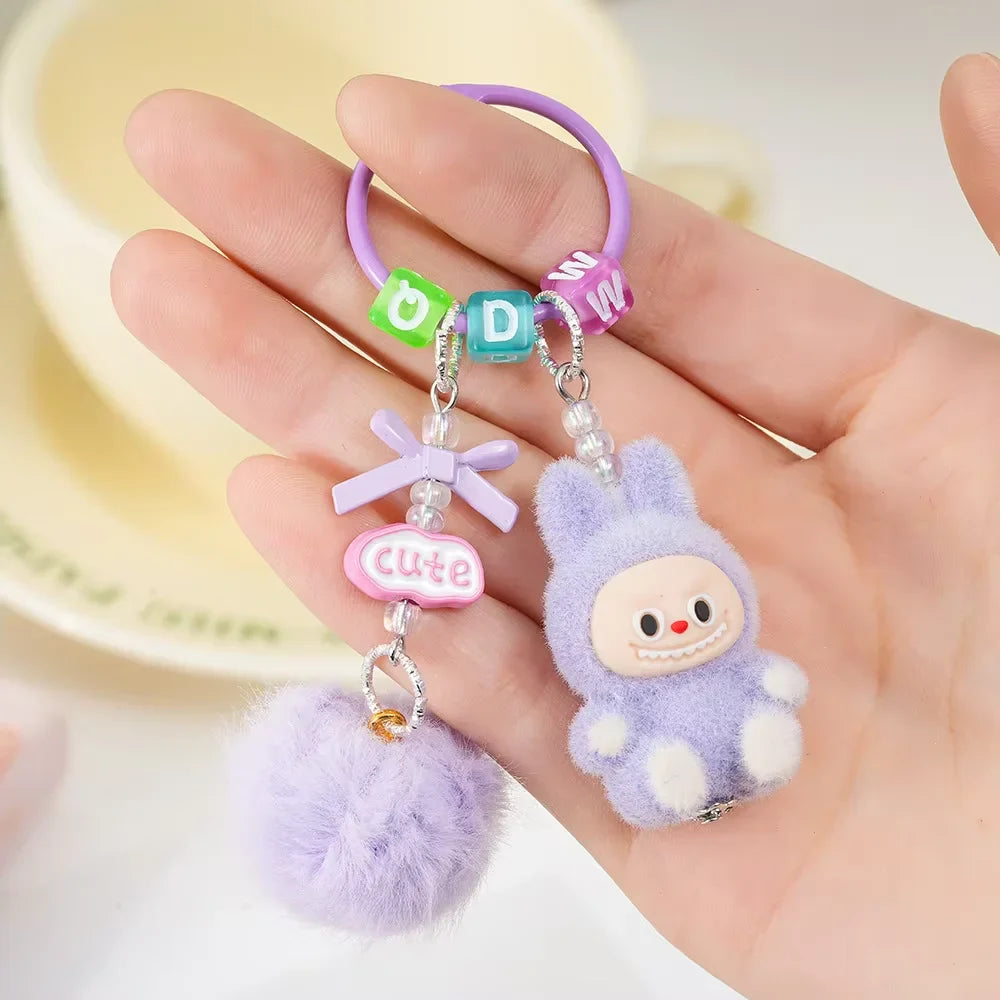 Labubu Keychain Doll Pendant Charms B purple