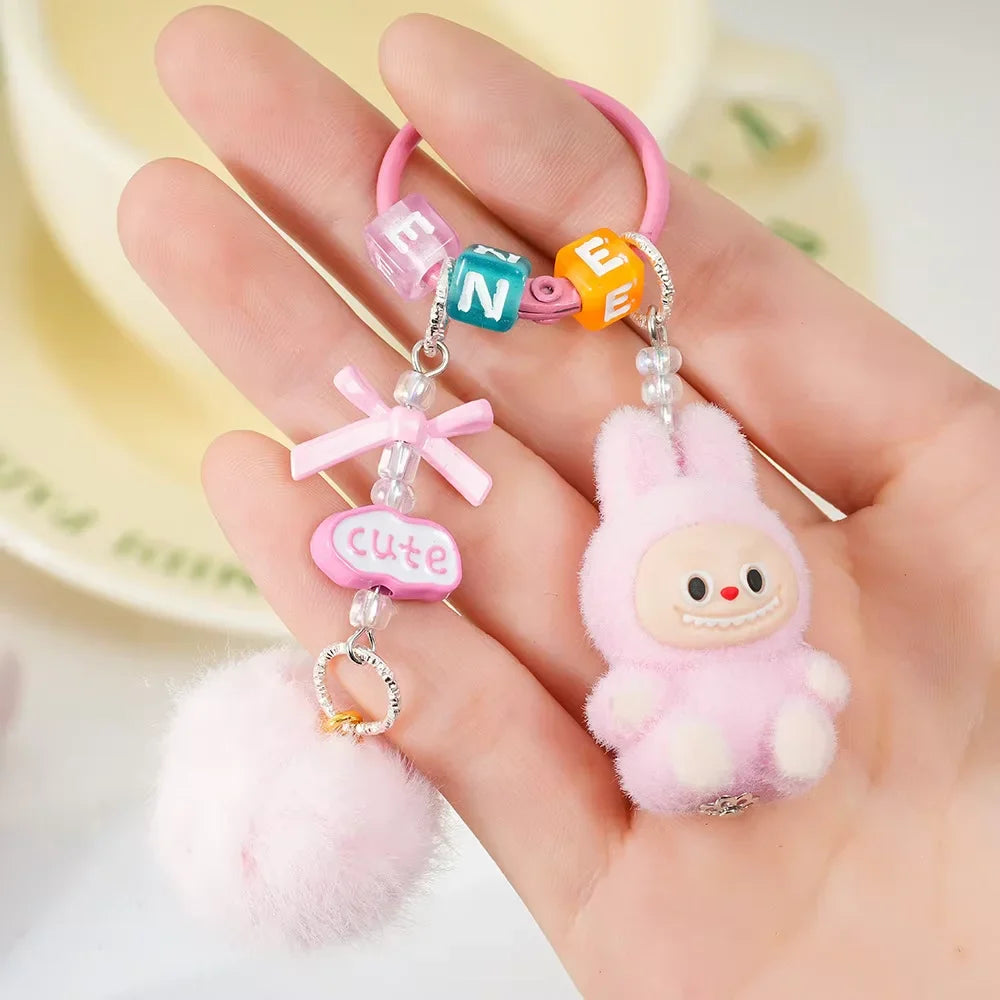 Labubu Keychain Doll Pendant Charms B pink