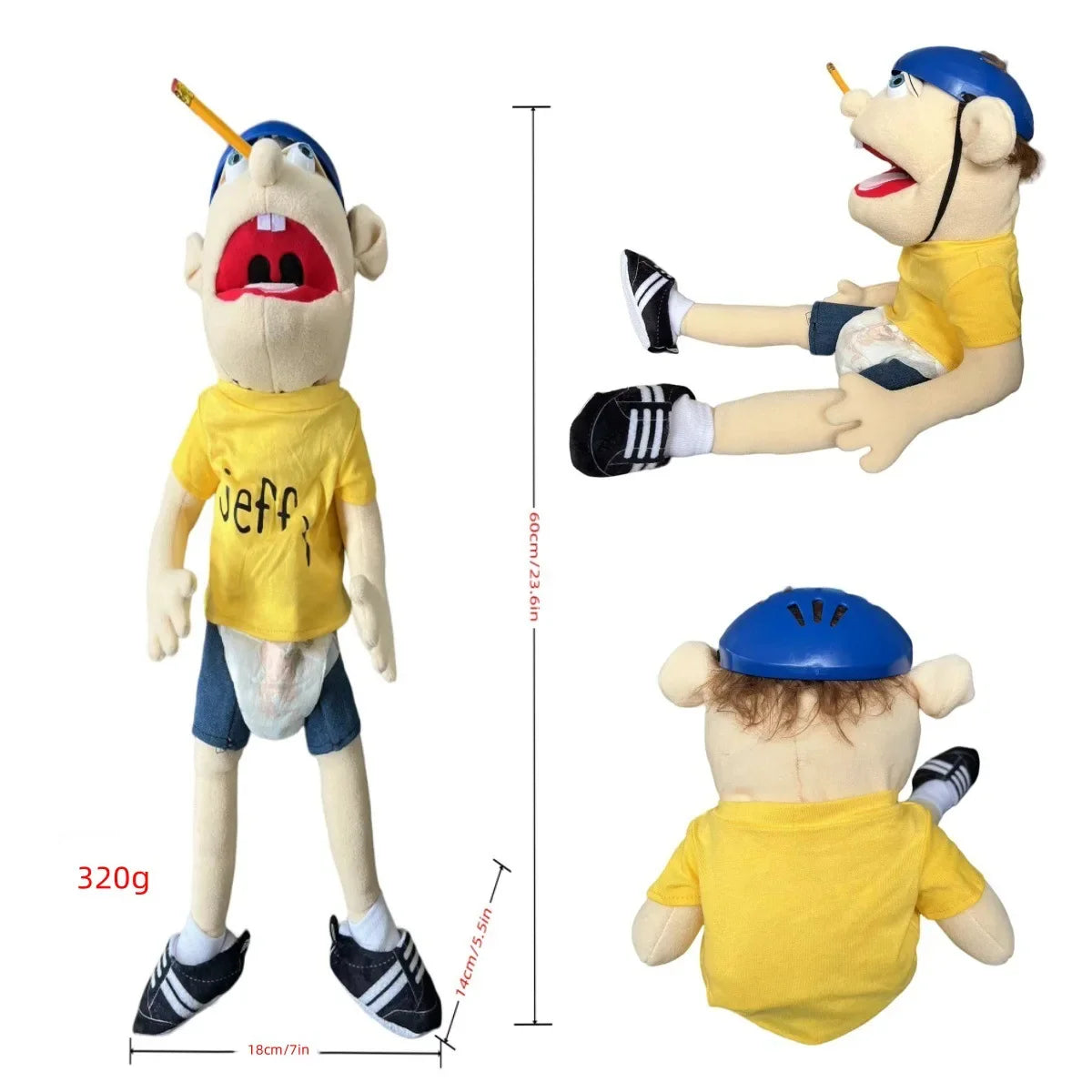 Plush Large Jeffy Boy Stuffed Toy - 60cm Yellow 60CM