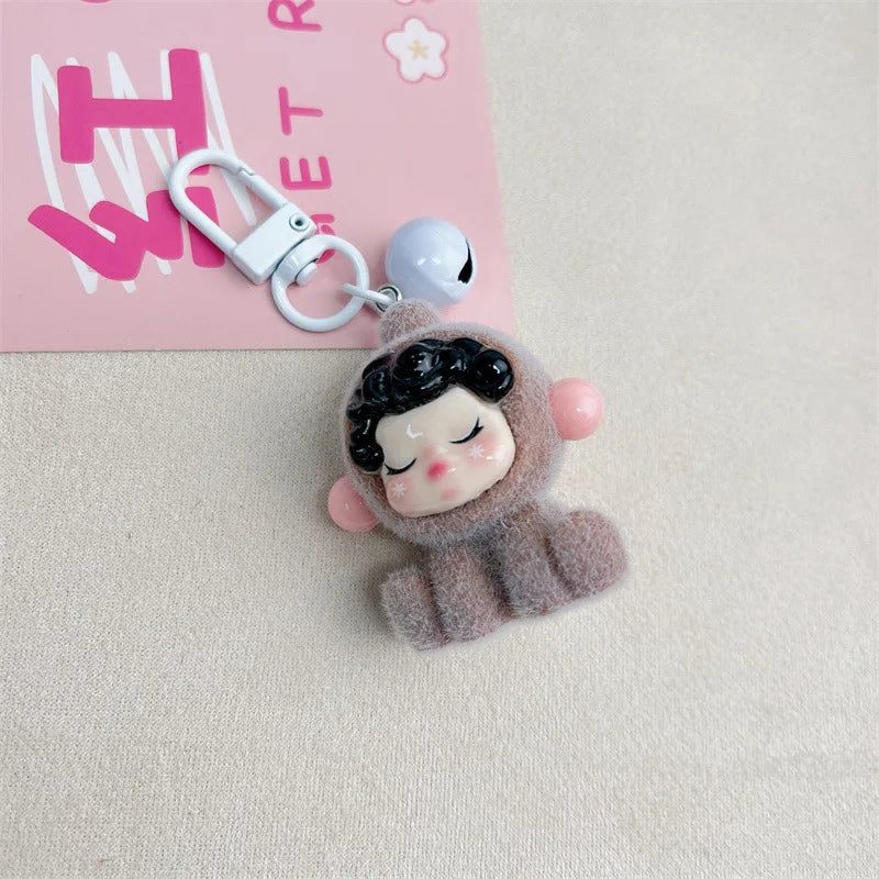 Labubu Keychain Doll Pendant Charms E crybaby brown