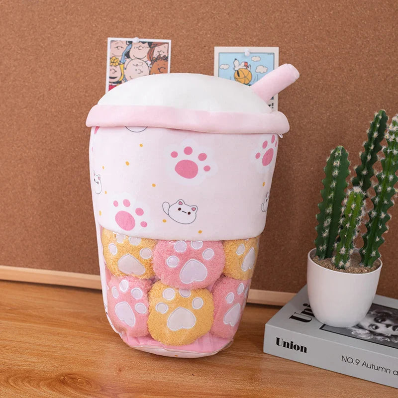 Plush Boba Milk Tea Stuffed Toy - 40cm Pink 30x40cm
