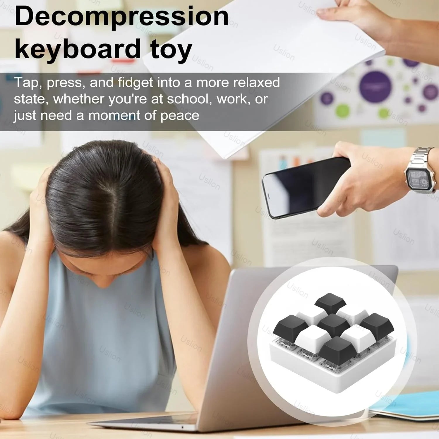 Keyboard Fidget Keychain Switch Tester Stress Toy