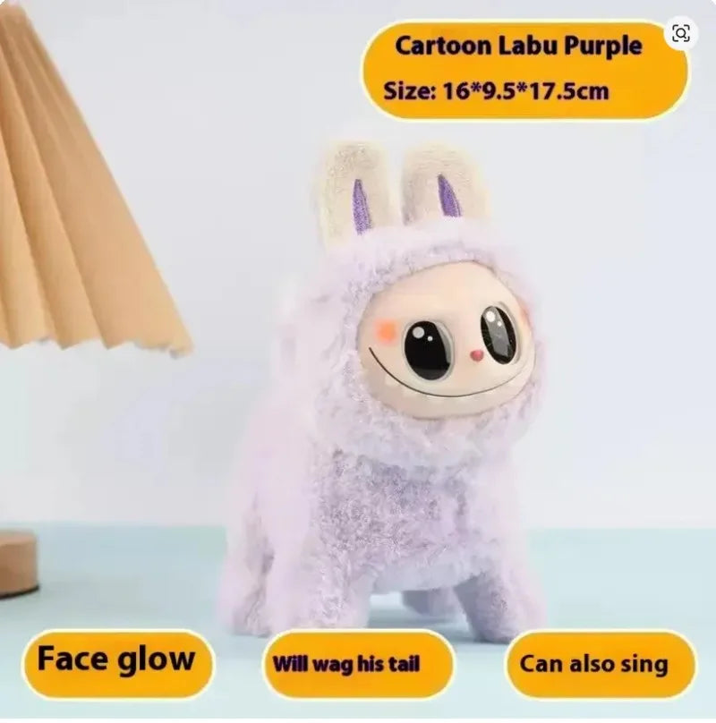Labubu Electric Dog – Singing Plush Toy with Glowing Face & Wagging Tail (16cm)
