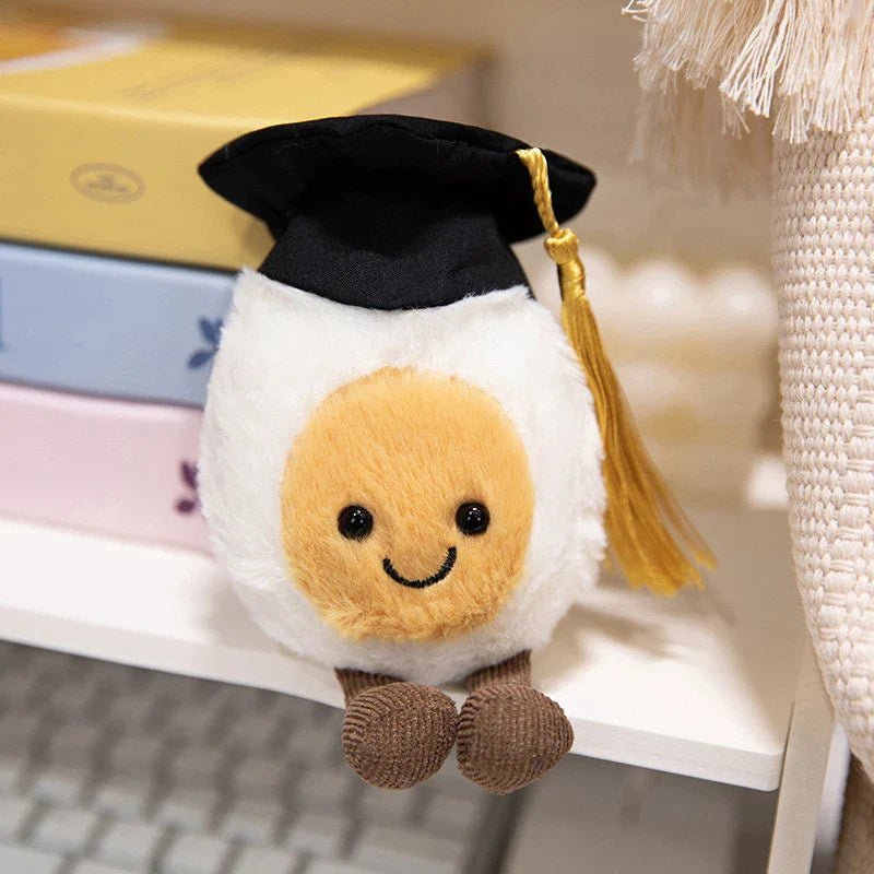 Plush Egg Graduation Stuffed Toy - 14cm White