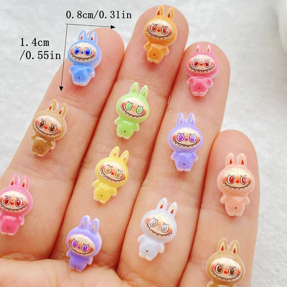 50pcs Resin Colorful Mini Cartoon Animal Rabbit Nail Art Flatback Rhinestone Figurines DIY Miniatures Scrapbook Decor Crafts mixed