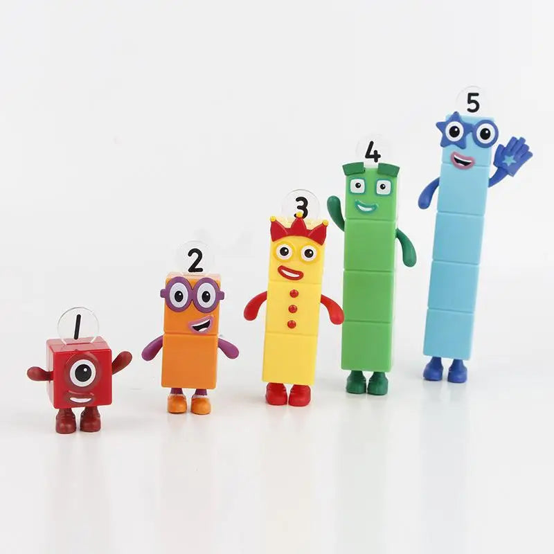 5 Pcs/Pack Cartoon Anime Number Building Blocks Figures Dolls Toys 6-16.5cm Small Square People Game Model Pvc Gifts For Kids