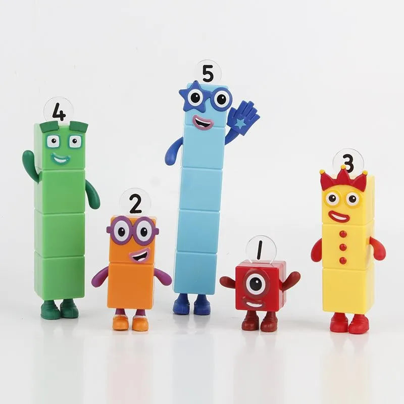 5 Pcs/Pack Cartoon Anime Number Building Blocks Figures Dolls Toys 6-16.5cm Small Square People Game Model Pvc Gifts For Kids