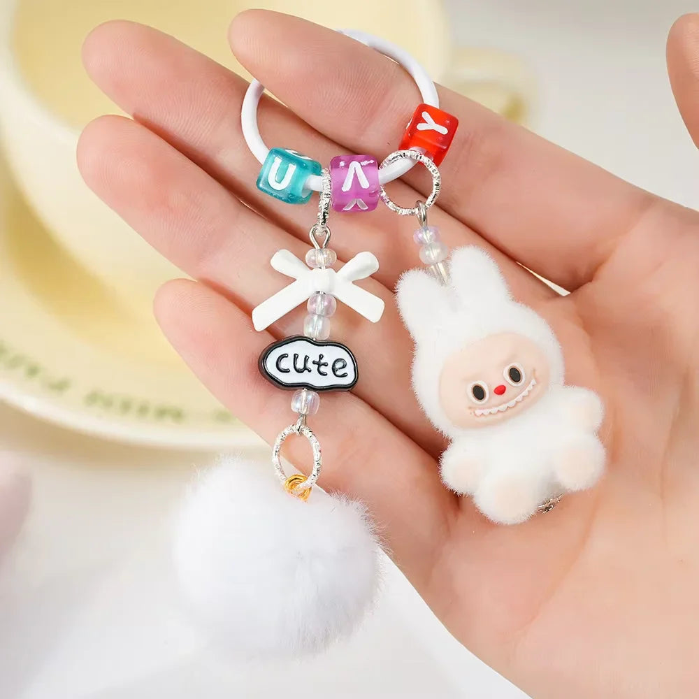 Labubu Keychain Doll Pendant Charms B white