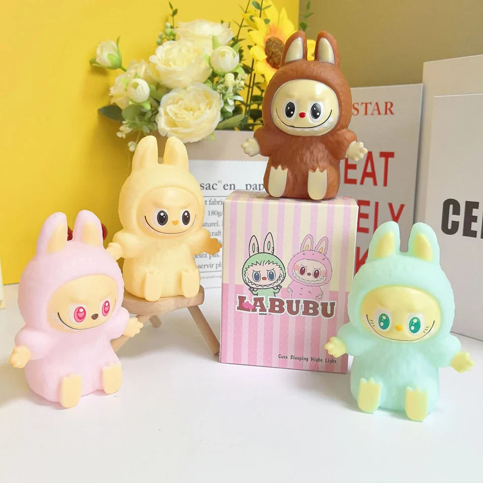 Labbubu Adorable Cartoon Plush Night Light - Soft Glow Bedside Companion for Sleep Guardian of Every Night Ideal Birthday Gift