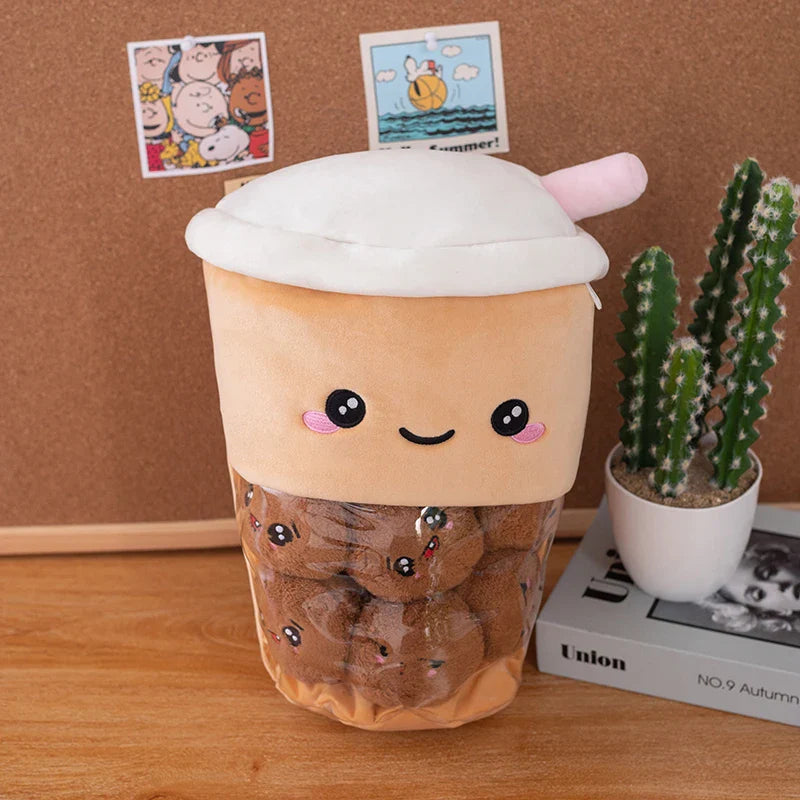 Plush Boba Milk Tea Stuffed Toy - 40cm Brown 30x40cm