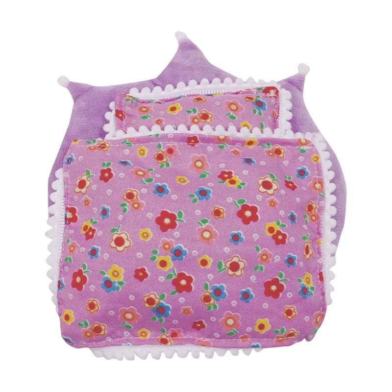 Mini Doll's Accessories Set For Labubu Doll Bed+Quilt+Pillow Pajamas Sleeping Bag Dollhouse Toys XM2714