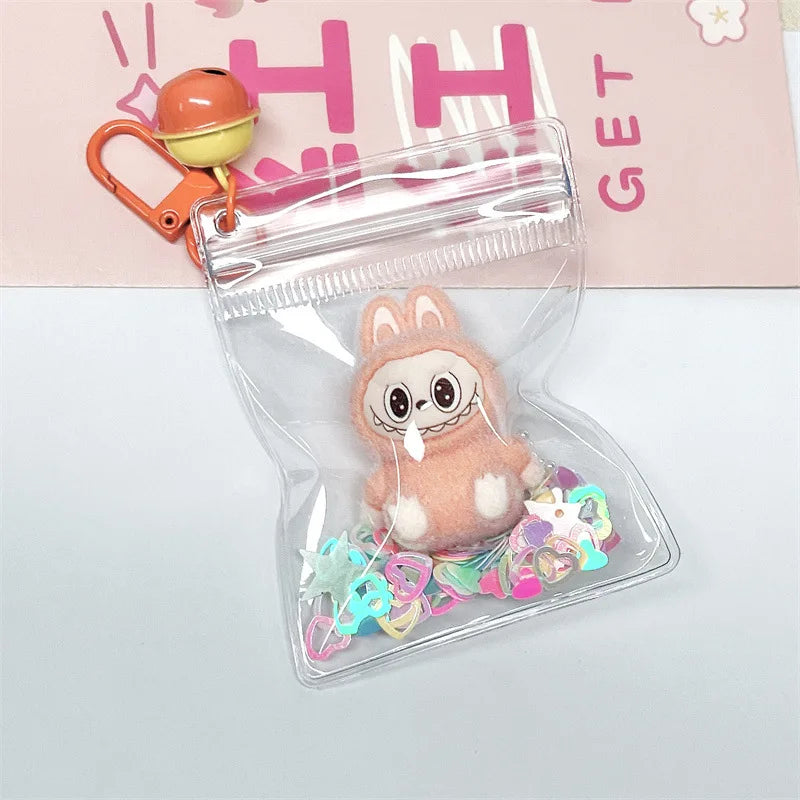 Labubu Keychain Doll Pendant Charms D orangge