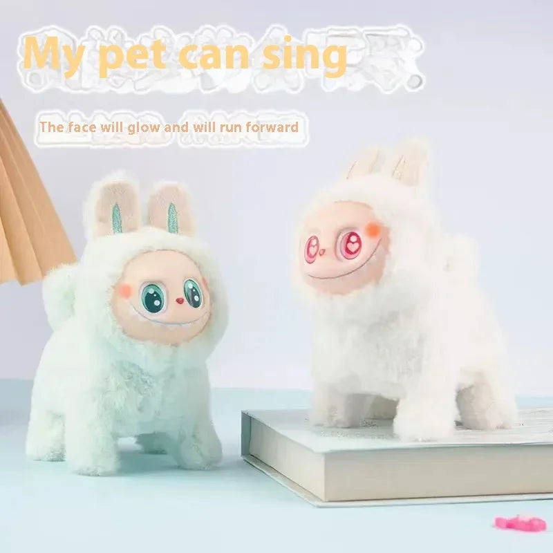 Labubu Electric Dog – Singing Plush Toy with Glowing Face & Wagging Tail (16cm)