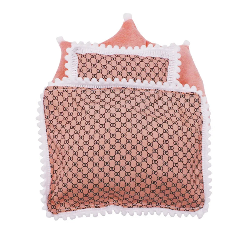 Mini Doll's Accessories Set For Labubu Doll Bed+Quilt+Pillow Pajamas Sleeping Bag Dollhouse Toys XM2719