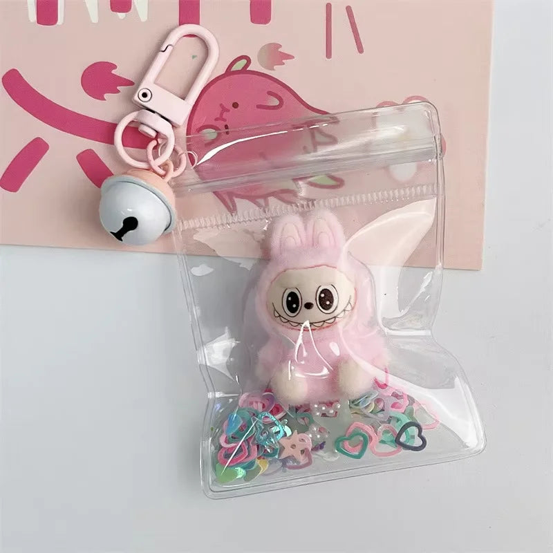 Labubu Keychain Doll Pendant Charms D pink
