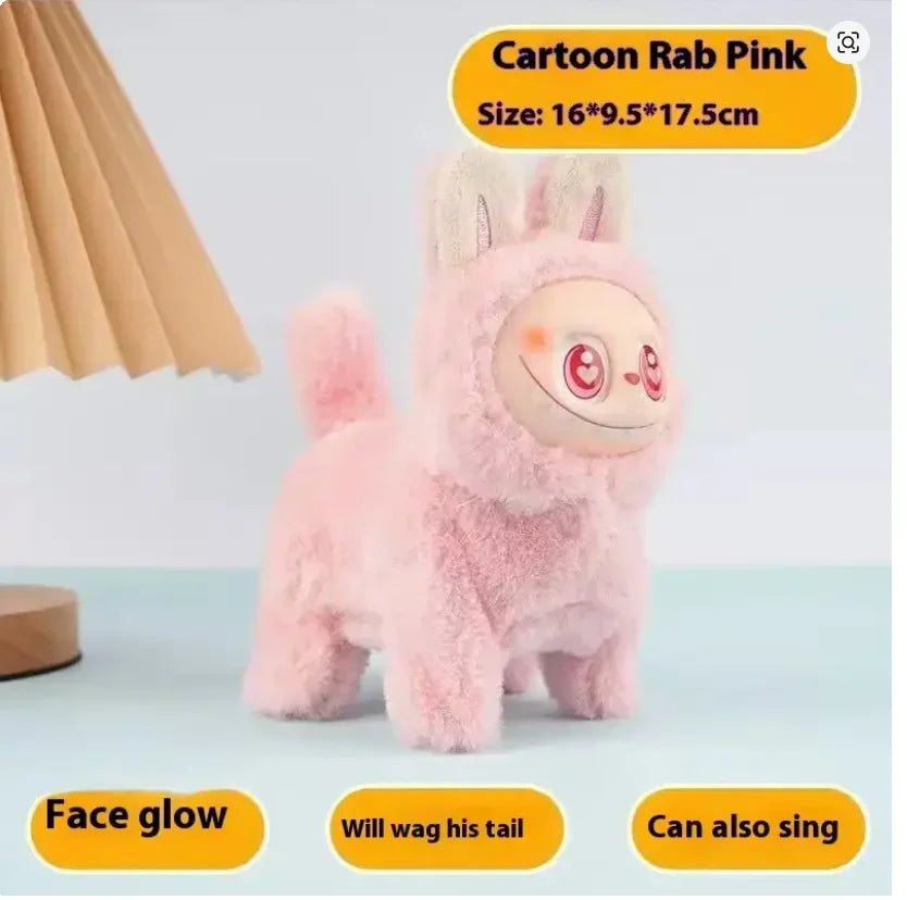 Labubu Electric Dog – Singing Plush Toy with Glowing Face & Wagging Tail (16cm)