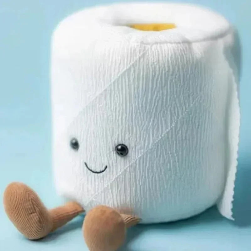 Plush Toilet Paper Stuffed Toy 15cm White