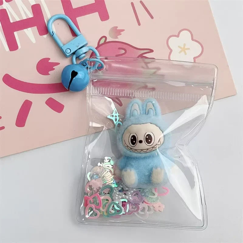 Labubu Keychain Doll Pendant Charms D blue