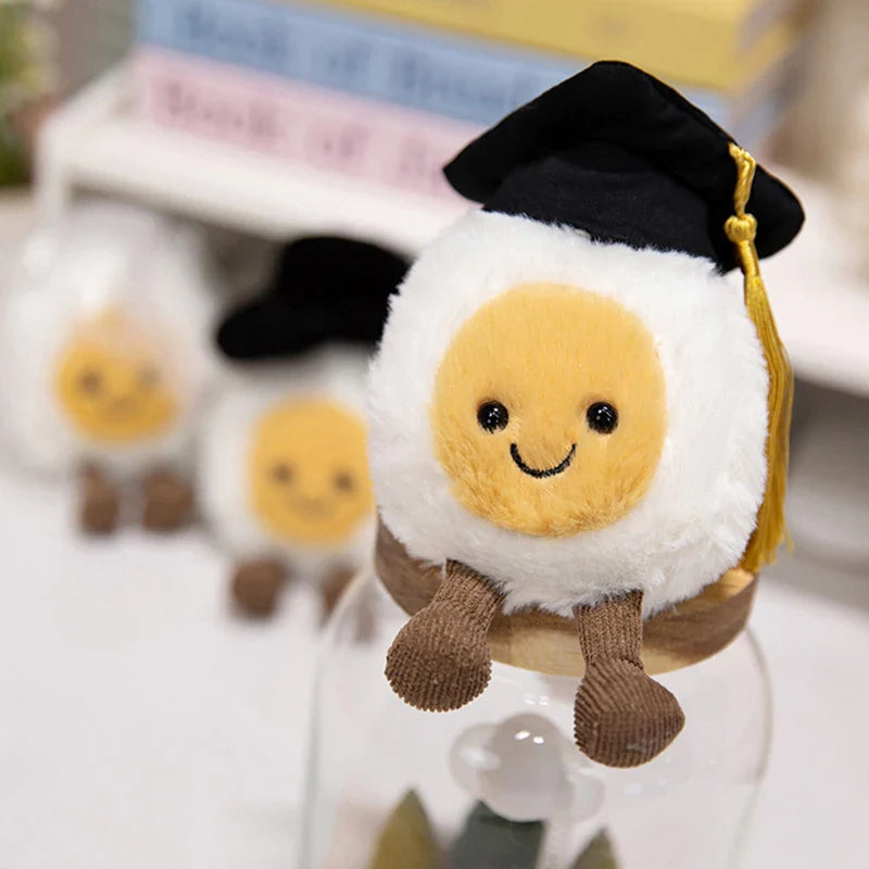 Plush Egg Graduation Stuffed Toy - 14cm White