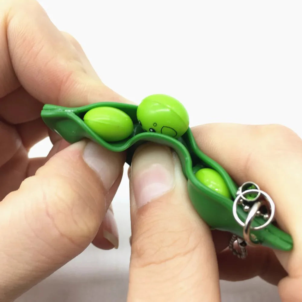 Fidget Toys Pack Decompression Edamame Squishy Squeeze Peas Beans Keychain Cute Stress Relief Adult Toy Keychain MDWJYSK-3PC