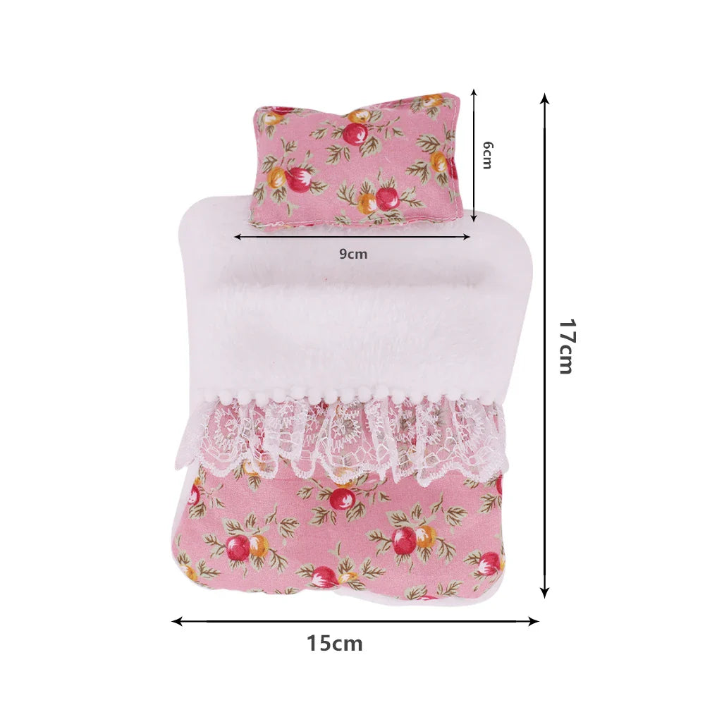 Mini Doll's Accessories Set For Labubu Doll Bed+Quilt+Pillow Pajamas Sleeping Bag Dollhouse Toys