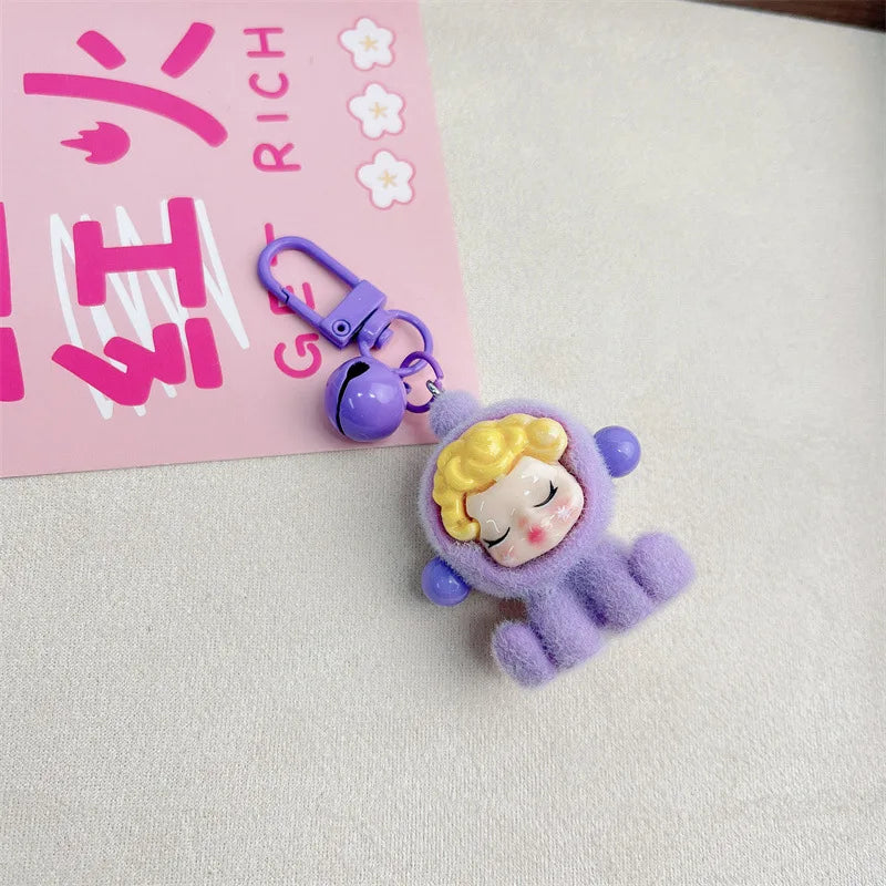 Labubu Keychain Doll Pendant Charms E crybaby purple