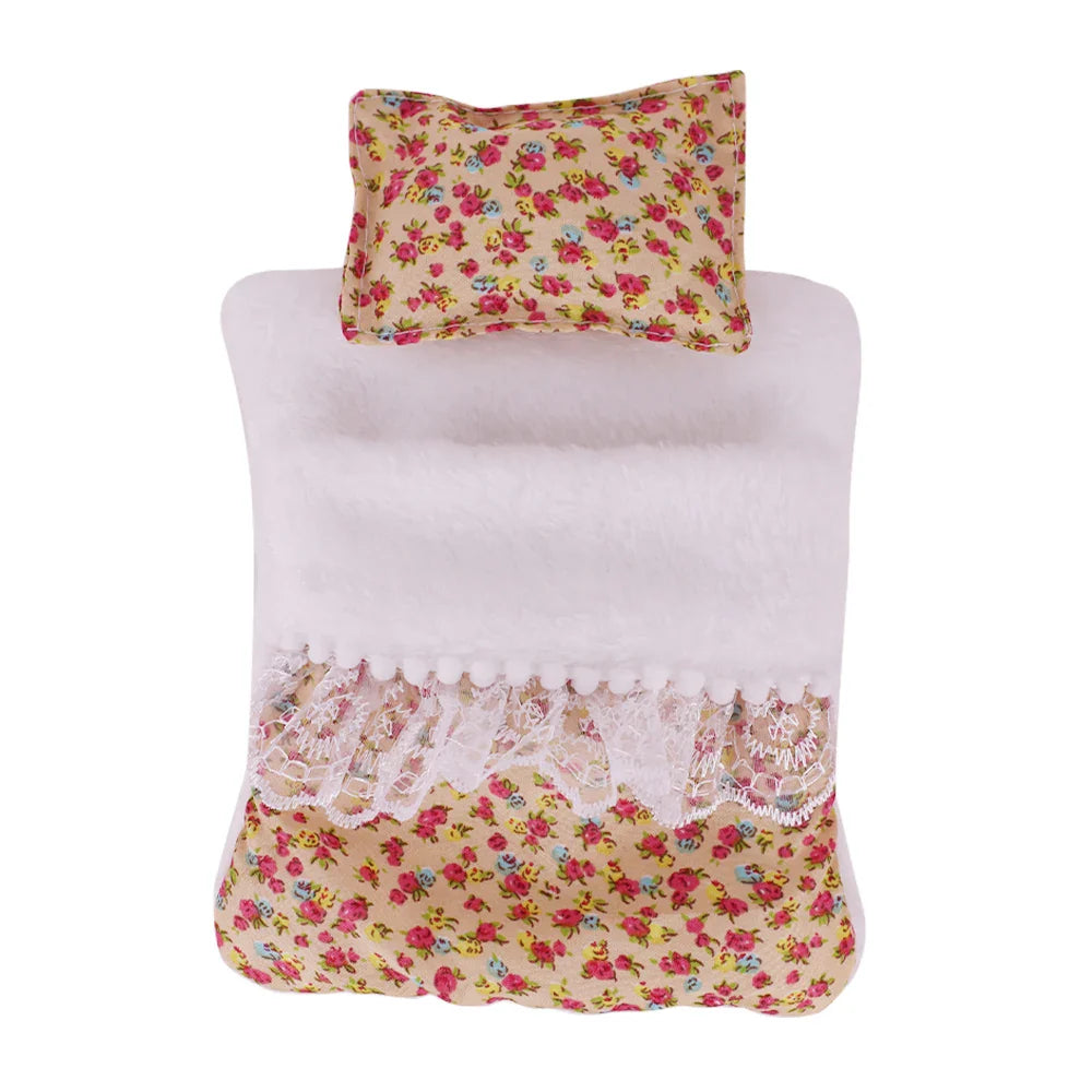 Mini Doll's Accessories Set For Labubu Doll Bed+Quilt+Pillow Pajamas Sleeping Bag Dollhouse Toys XM2446