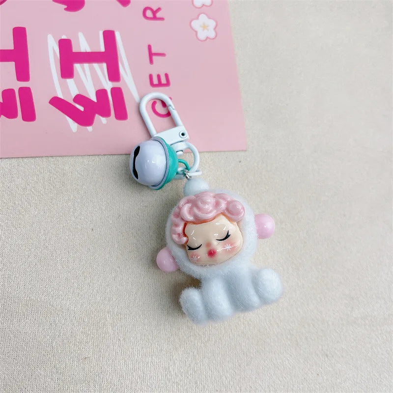 Labubu Keychain Doll Pendant Charms E crybaby white