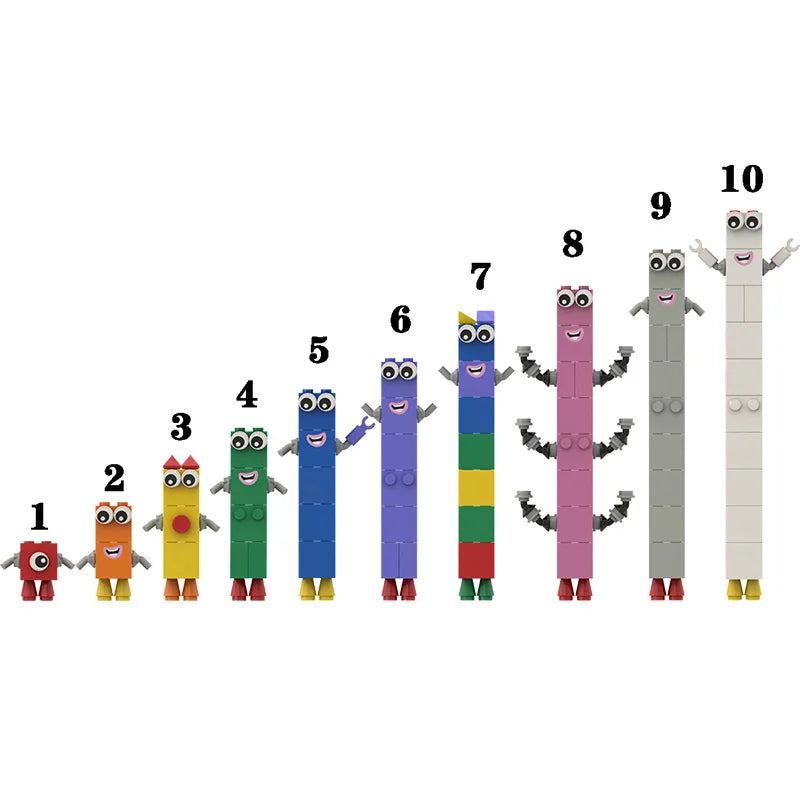 10 in 1 number block figurine Cartoon Anime Number Building Blocks Figures Dolls Toys 6 Small Square People Game Model