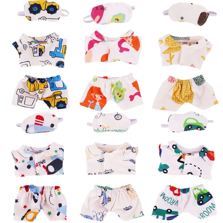 Mini Doll's Accessories Set For Labubu Doll Bed+Quilt+Pillow Pajamas Sleeping Bag Dollhouse Toys