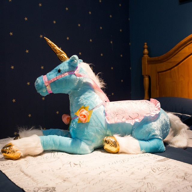 Large Plush Unicorn Stuffed Toy - 85cm Blue